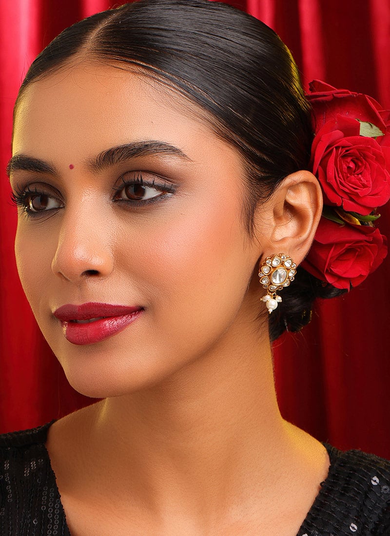 Classic White Kundan Drops Festive Wear