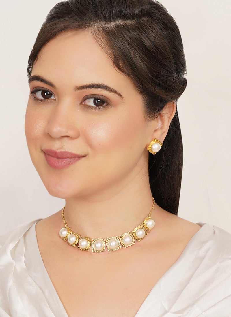 Classic White Pearl Choker Wedding Wear