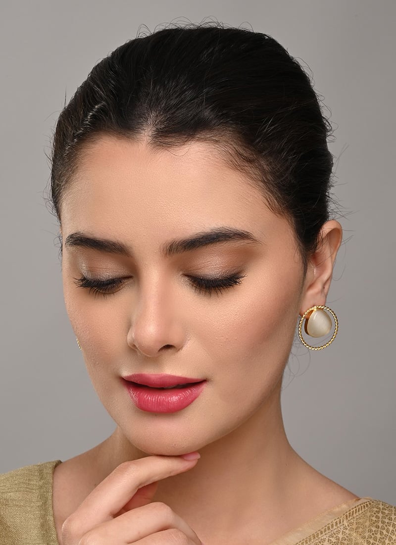 Classic White Stone Hoops After Six Wear