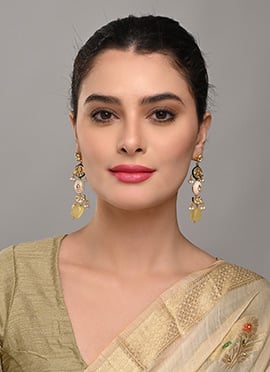 Classic Yellow Kundan Stone Bead Drops
