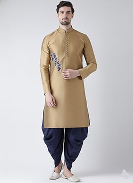 Classy Beige Dupion Silk Embroidered Kurta Pyjama