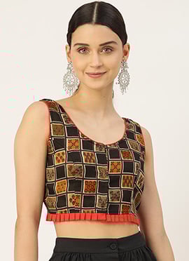 Classy Black Cotton Printed Blouse