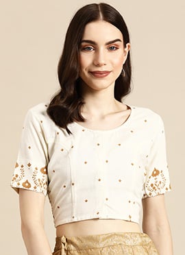 Classy Cream Cotton Printed Blouse