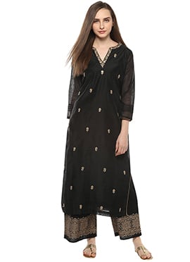 Classy Embroidered Cotton Kurta Palazzo Set