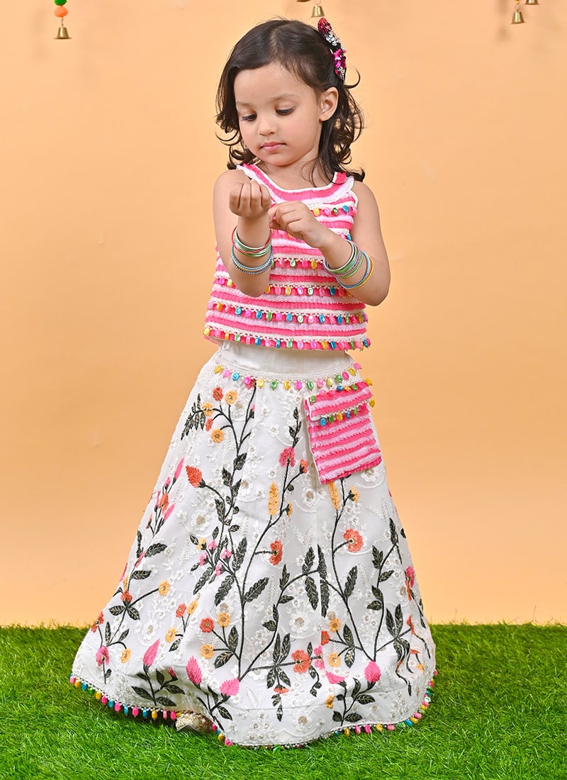 Classy Embroidered Sequins Beads Work cotton Girls Chaniya Choli Party Wear