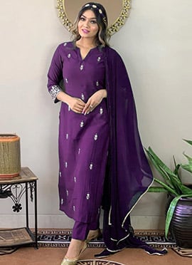 Classy Embroidered Zari Work Straight Pant Suit