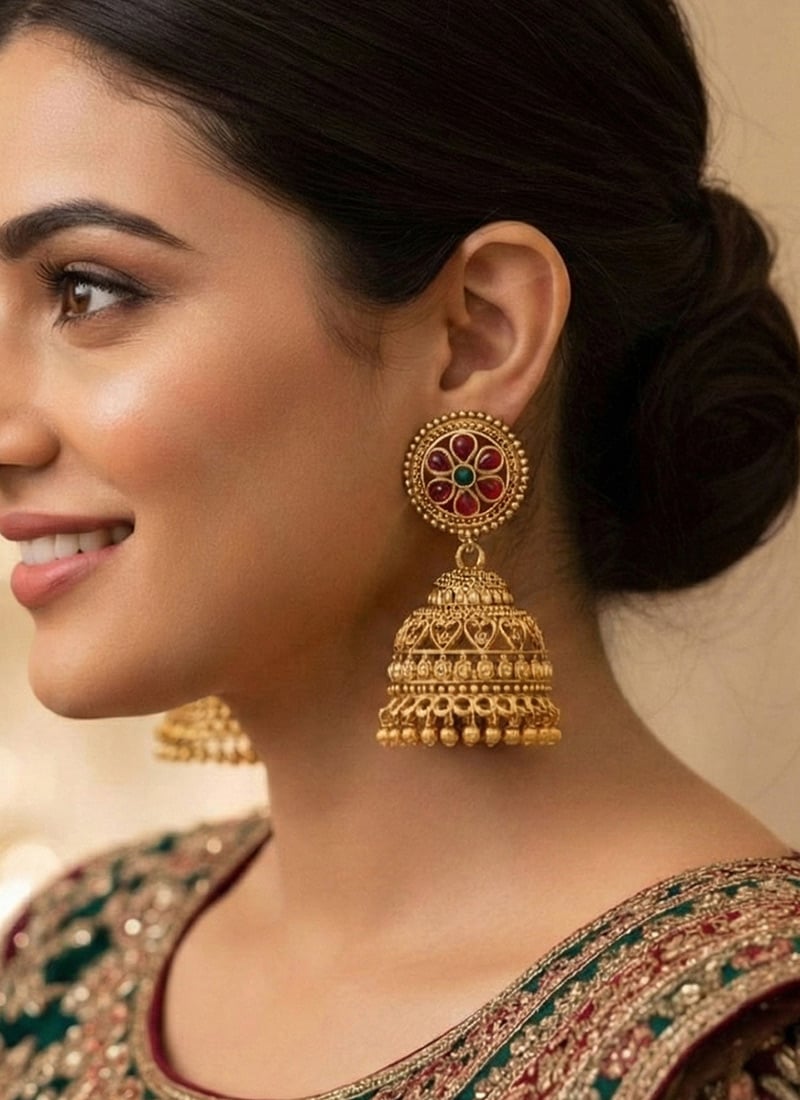Classy Golden Kundan Jhumka
