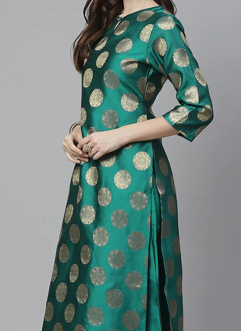 Pink Linen Silk Jacket Kurta Set with Zari Work