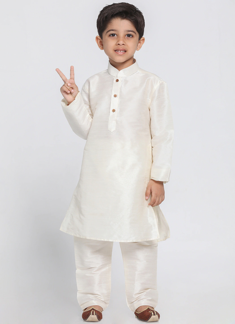 Classy Silk Dupion Kids Boys Kurta Pyjama Party Wear