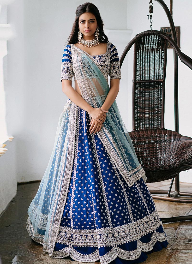 blue lehenga wedding