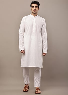 Comfort White Cotton Kurta Pyjama