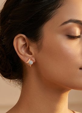 Contemporary Rose Gold 925 Sterling Silver Moissanite Accent Stud Earrings