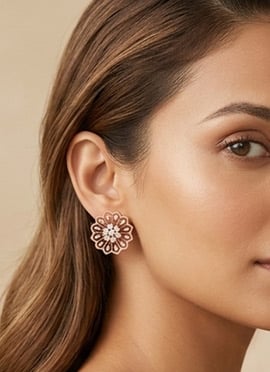 Contemporary Rose Gold 925 Sterling Silver Moissanite Stone Stud Earrings
