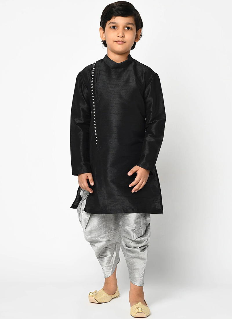 Contemporary Silk Dupion Dhoti Style Kids Boys Kurta Pyjama Party Wear