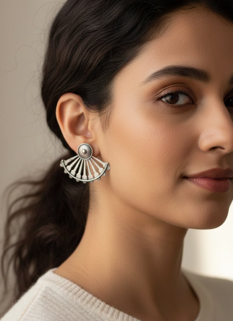 Contemporary Silver Oxidised Drop After Six Wear