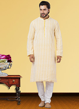 Coral Peach Georgette Embroidered Kurta Pyjama