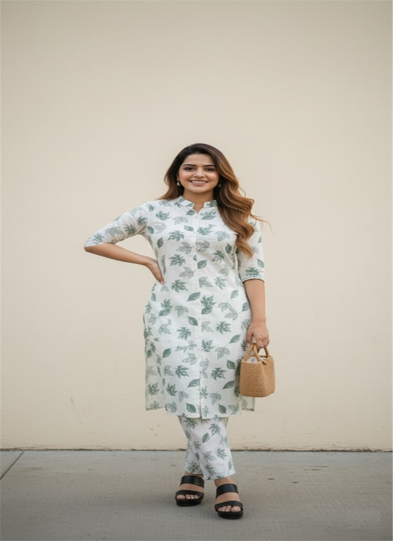 Cream Art Silk Cotton Mill Print Kurta Seat After Six Wear