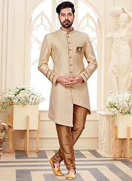 Cream Champion Silk Indowestern Sherwani