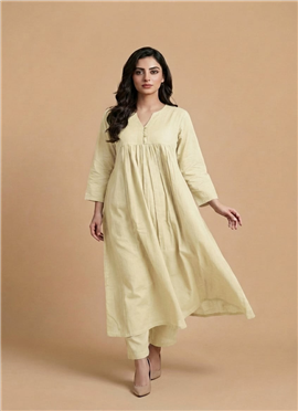 Cream Cotton Kurta Set