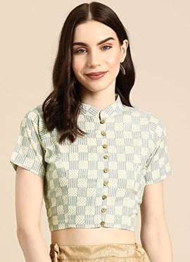 Cream Cotton Printed Blouse