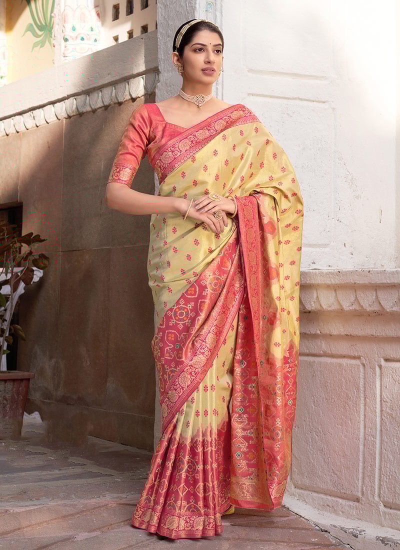 Cream Kanjivaram Silk Weaving Saree