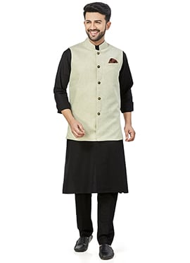 Cream Linen Blend Bandi Set