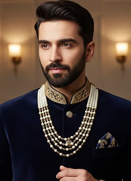 Cream Moti Men Necklace