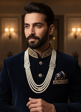 Cream Moti Men Necklace