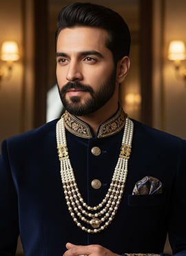 Cream Moti Men Necklace