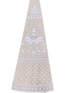Beige Net Embroidered Fabric