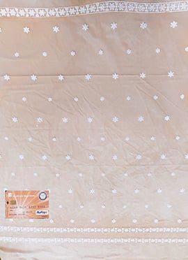 Beige Net Embroidered Fabric