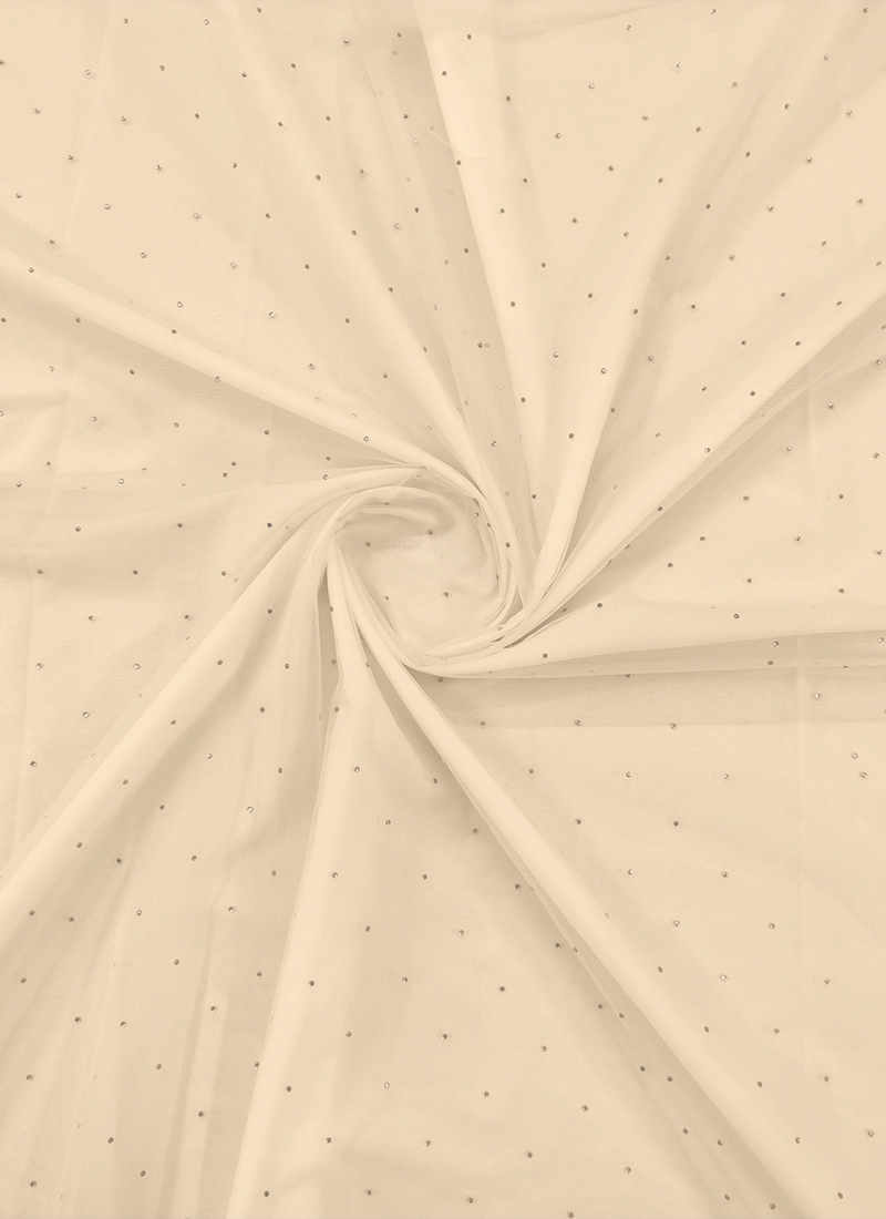 Buy Cream Net Stones Fabric Online at Best Price | Cbazaar