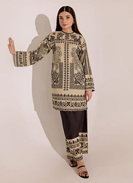 Cream Rayon Digital Print Indowestern Co ord Set