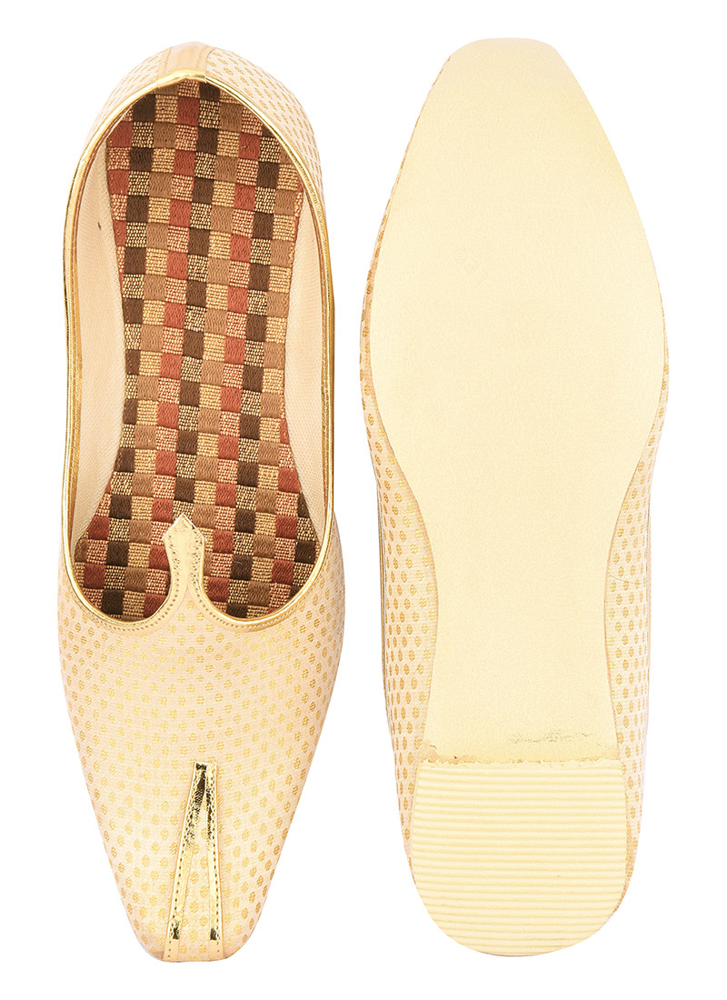 Cream Silk Jacquard Mojri