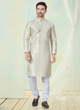 Cream Silk Kurta Pyjama