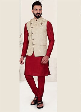 Cream Silk Nehru Jacket
