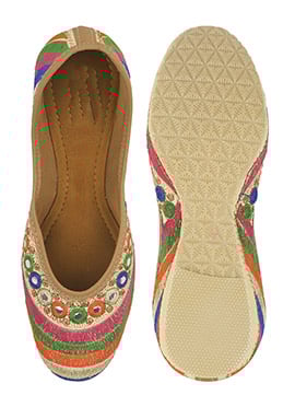 Cream Zari Embroidered Juti