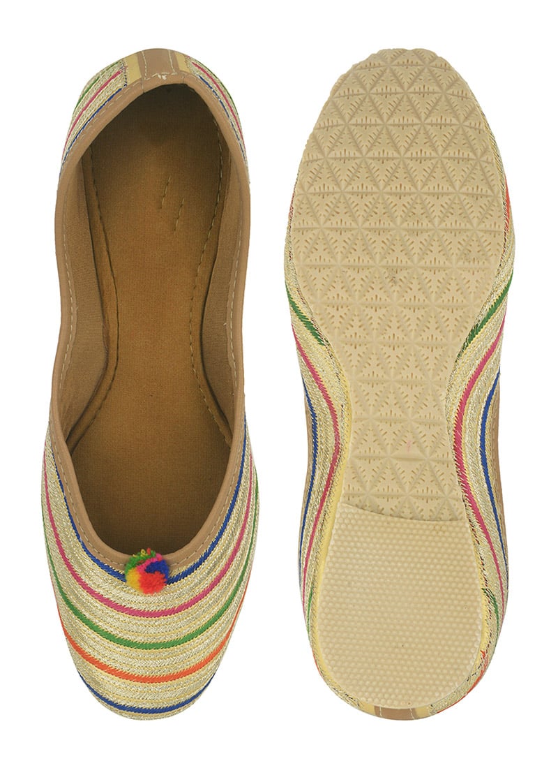 Cream Zari Work Juti