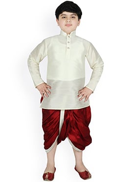 Cultural Silk Dupion Dhoti Style Kids Boys Kurta Pyjama