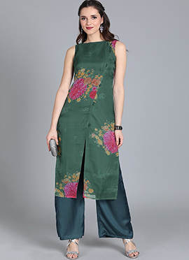 Boat Neck Wide Leg Pant Suit