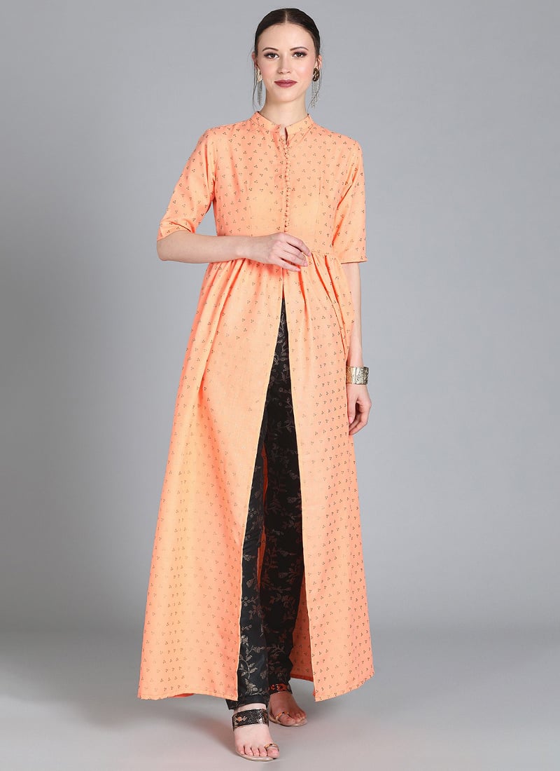 Peach N Black Straight Pant Suit