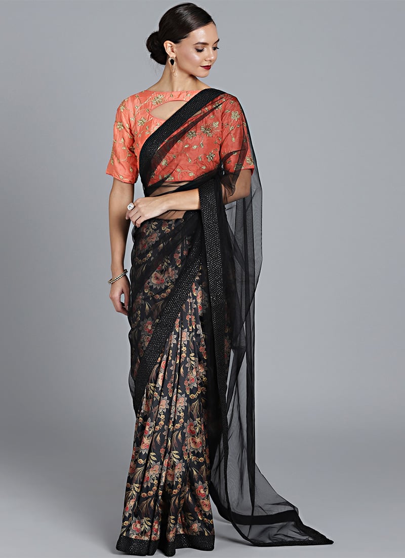 Custom Stitched Multicolor Half N Half Saree