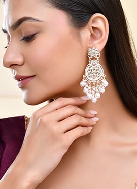 Danglers Of White Kundan Moti Beaded Grace