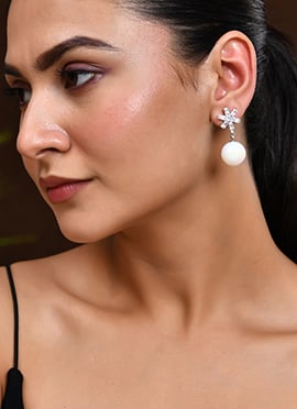 Danglers Of White Moti Delight