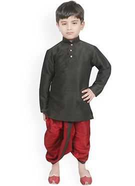 Dapper Silk Dupion Dhoti Style Kids Boys Kurta Pyjama
