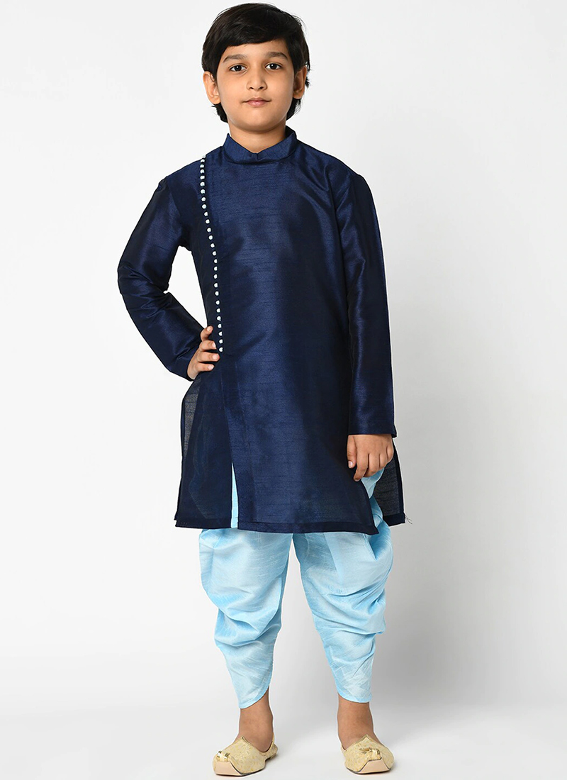 Dapper Silk Dupion Dhoti Style Kids Boys Kurta Pyjama Party Wear