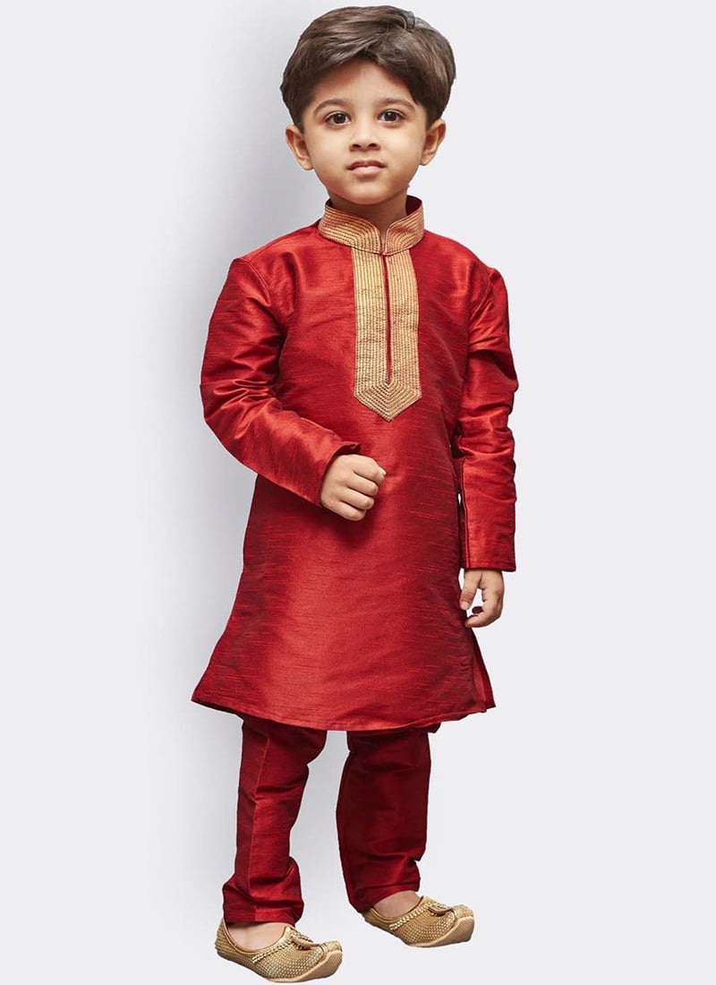 Dapper Silk Dupion Kids Boys Kurta Pyjama Party Wear