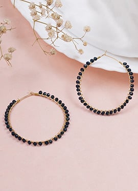 Dark Blue Beads Hoops