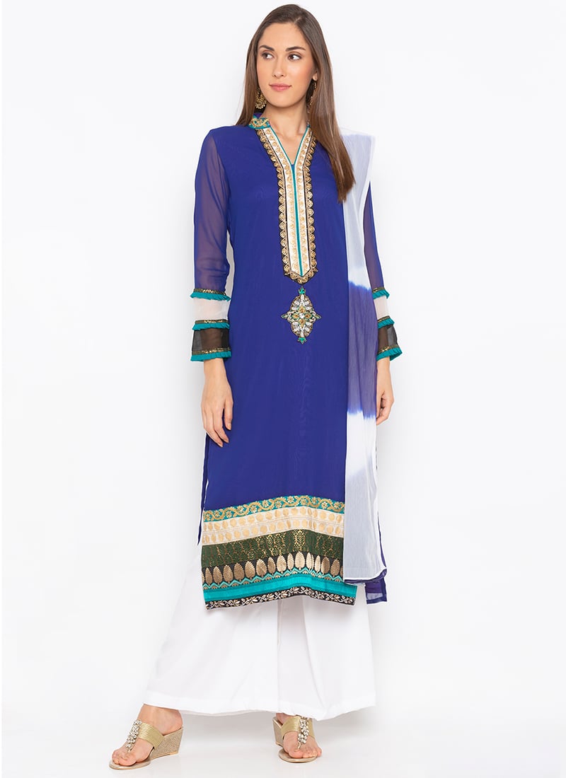 Dark Blue Palazzo Suit Party Wear