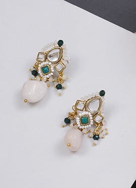 Dark Green Kundan And Beads With Moti Drops